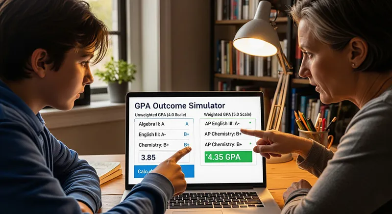 4.0 vs 5.0 vs 6.0 weighted GPA scales outcome simulator
