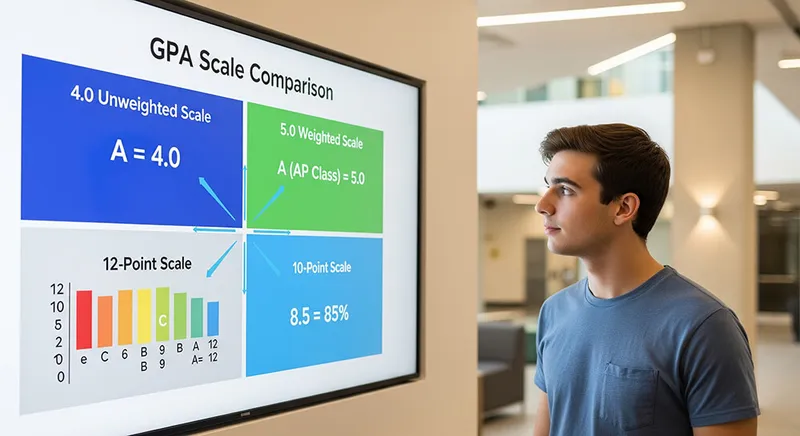 Comparison chart of international GPA scales including UK, India, and China