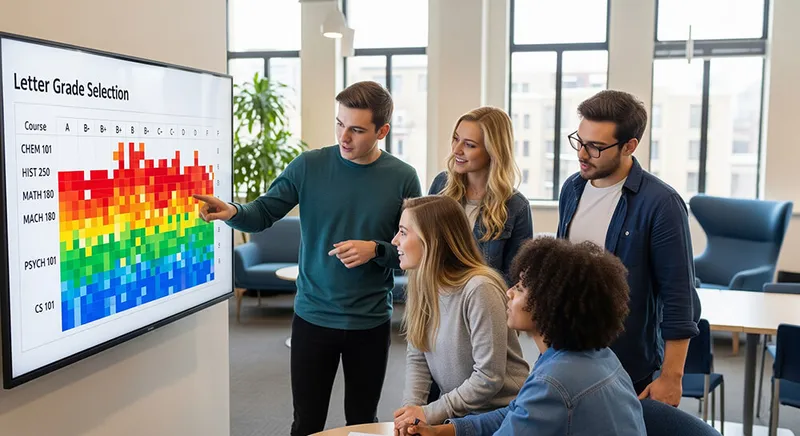 Letter grade heat map for spotting grade-to-point differences